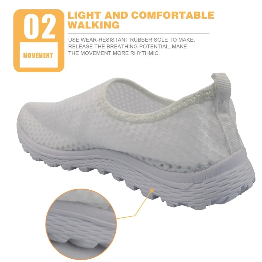 Breathable Female Flats Nurse Sneakers Fashion Women Summer Mesh Shoe 3D Cartoon Dentist/Tooth Pattern Zapatos Mujer