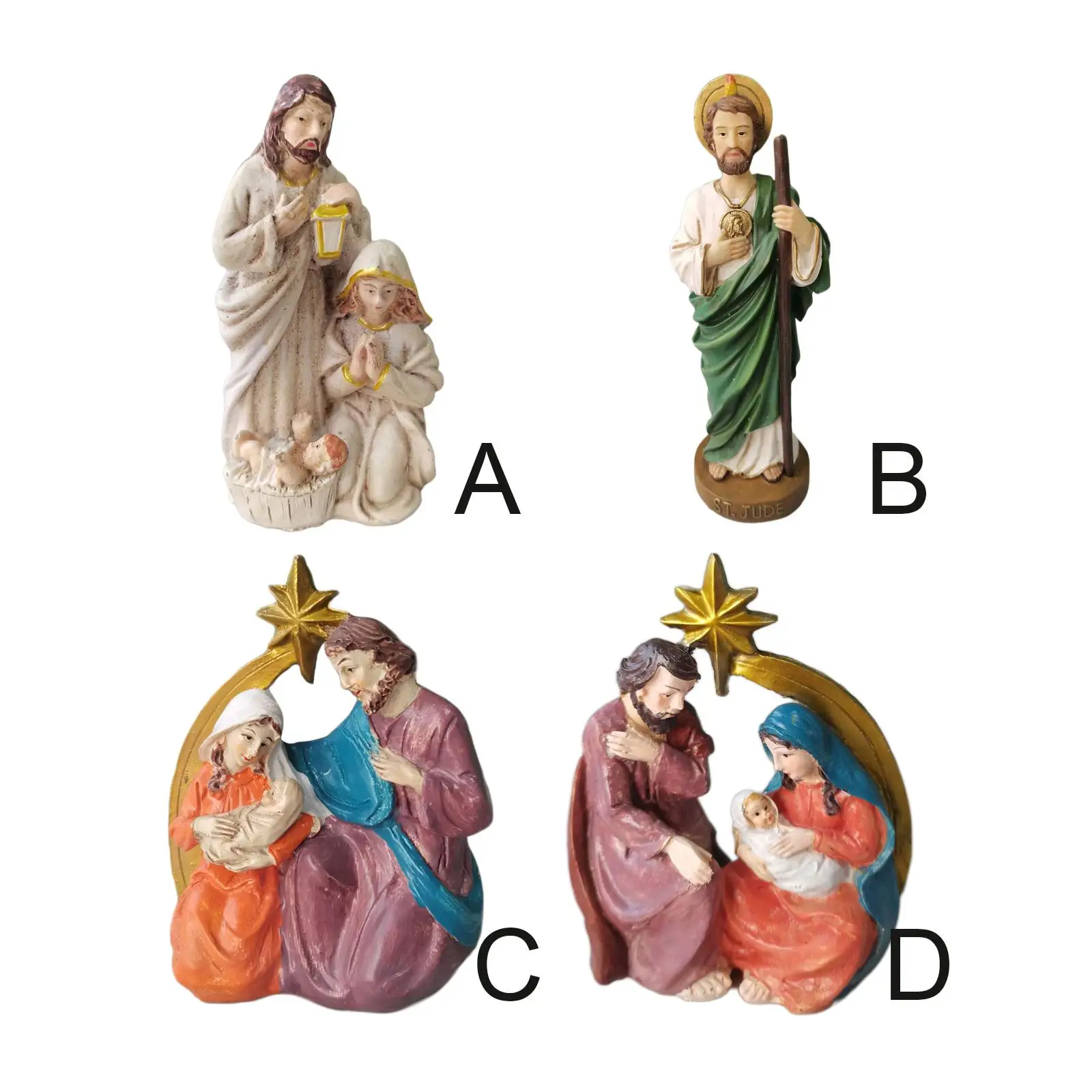 Holy Family Nativity Statues Baby Jesus Figurine Ornament Sculpture Religious Figure for Christmas Church Decor Collectibles christian statue,home decor items