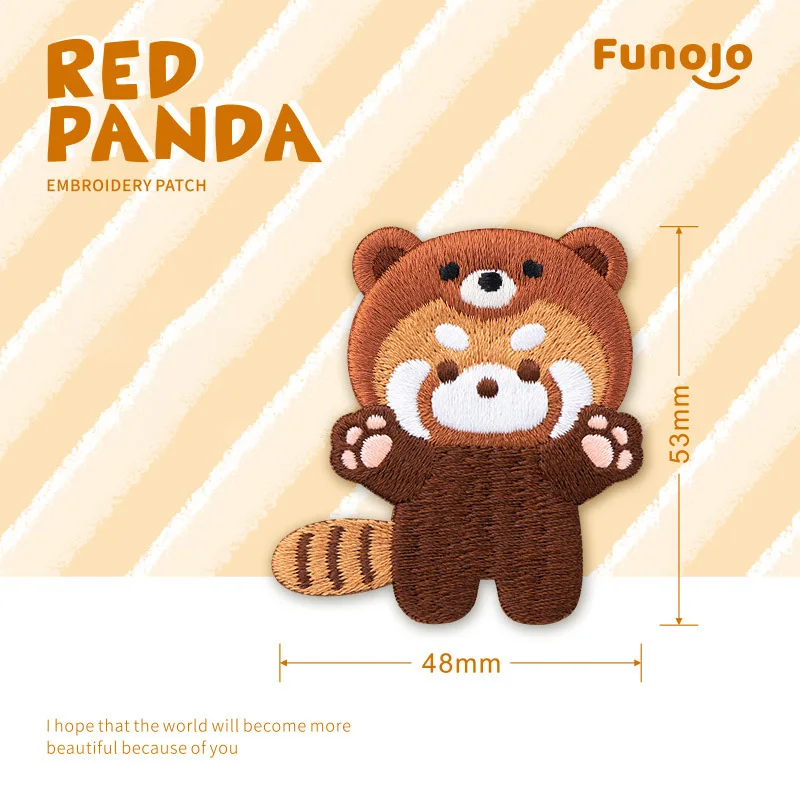 Cross-Dressing Red Panda gestickte Patches für Mädchen Tasche Dekoration kleinen Kleber Aufkleber für Kinder Kleidung Haars pange Designer – Detail 5