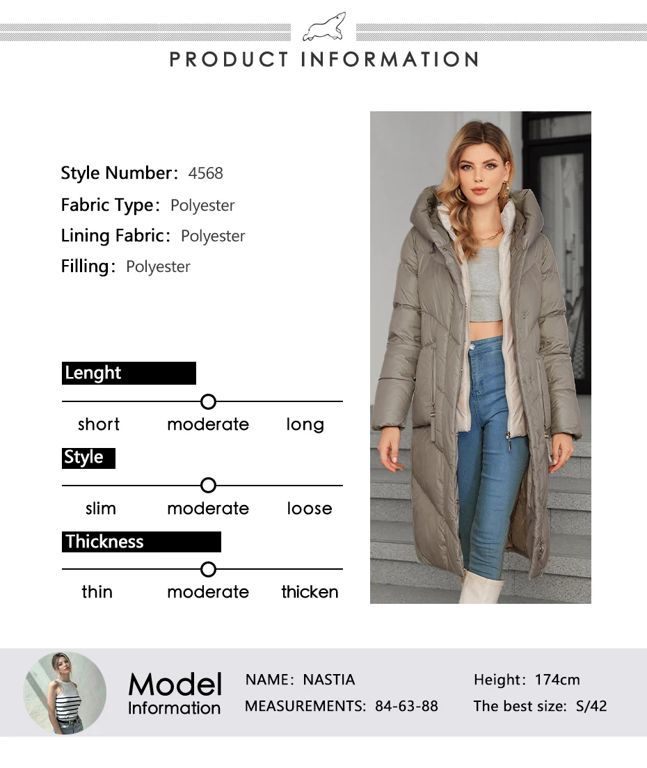 ICEbear 2024 Women's Down Jacket Long Cap Lining Clip 2 Pieces Warm Soft Large Pocket Zipper Comforter Women's Jacket GWD4568I