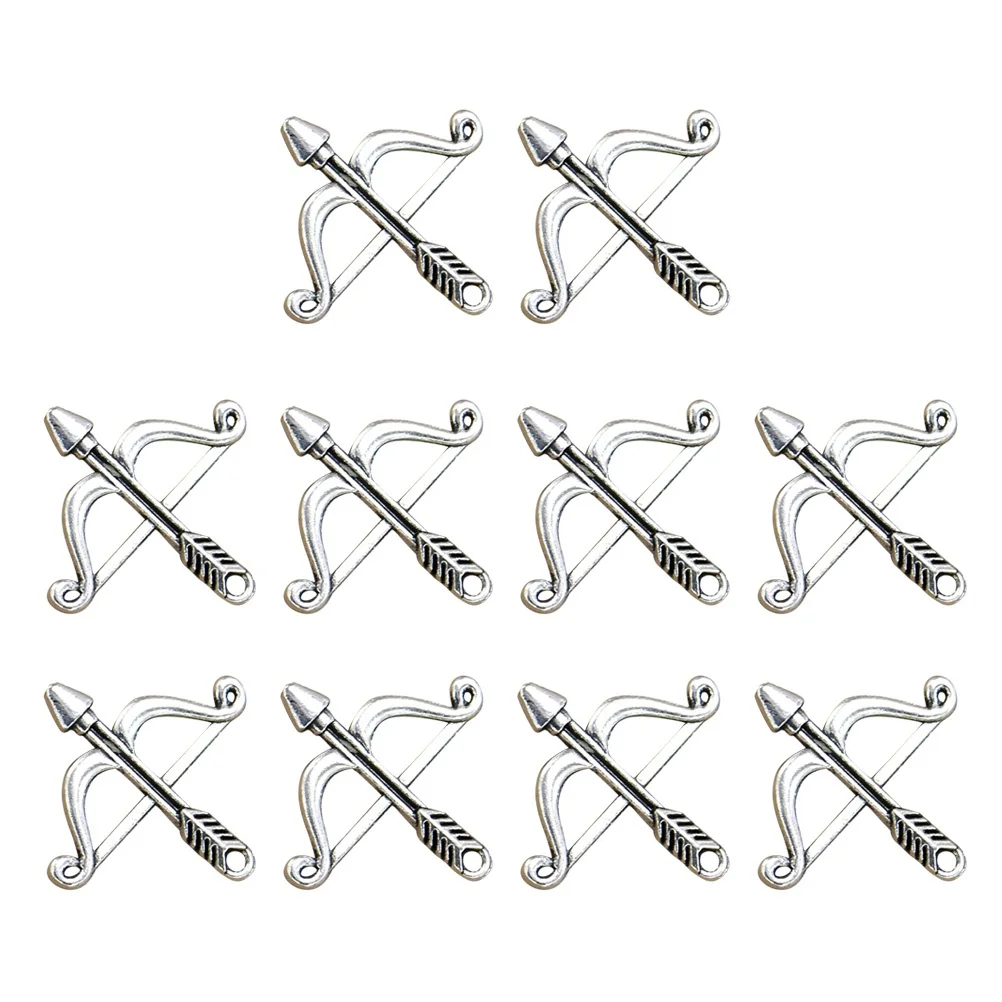 20개 활과 화살 목걸이 벌크 참 합금 펜던트 가방 DIY 목걸이 황동 커넥터