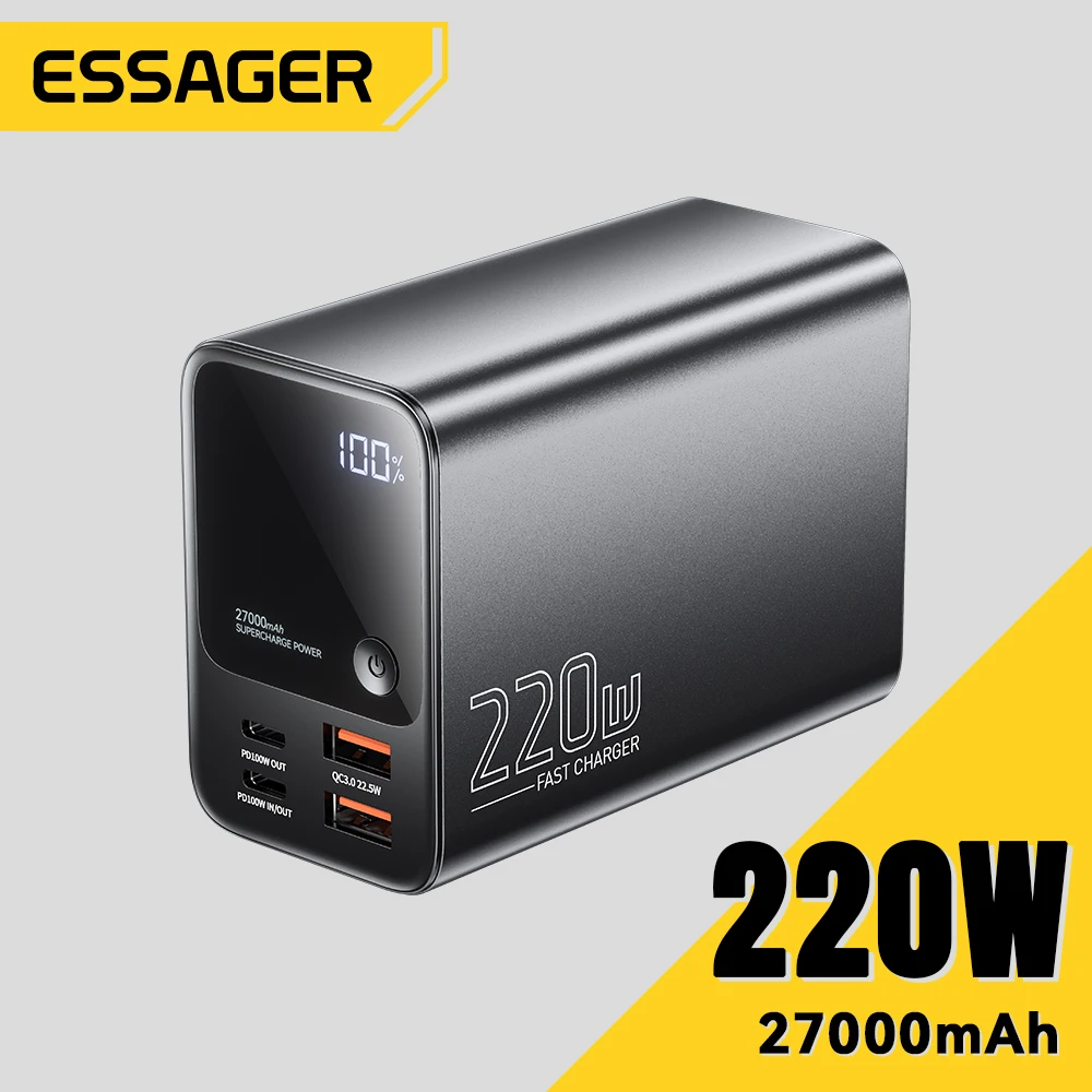 

Аккумулятор внешний Essager, 27000 мАч, 220 Вт, PD QC3.0