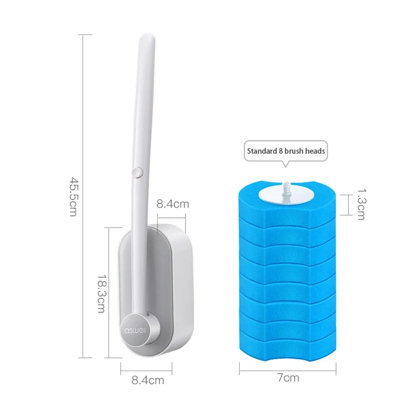 Disposable Toilet Brush Long Holder Bathroom Toilet Cleaner Brush Home Cleaning Tool WC Bathroom Accessories with Refill Heads bathroom accessories toilet brush set