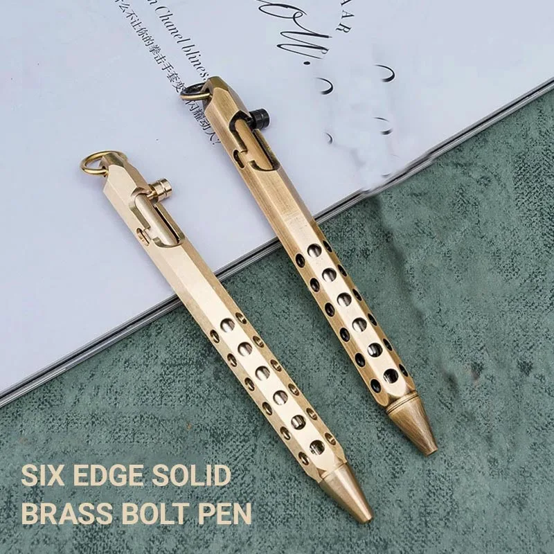 3Pcs 풀 브래스 EDC 볼펜 볼트 액션 시그니처 펜 학생용 친구용 전술 필기구 스트레스 해소 문구류