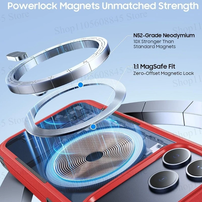 Rugged Shockproof Wireless Charging Case with Magnetic Car Holder Attachment