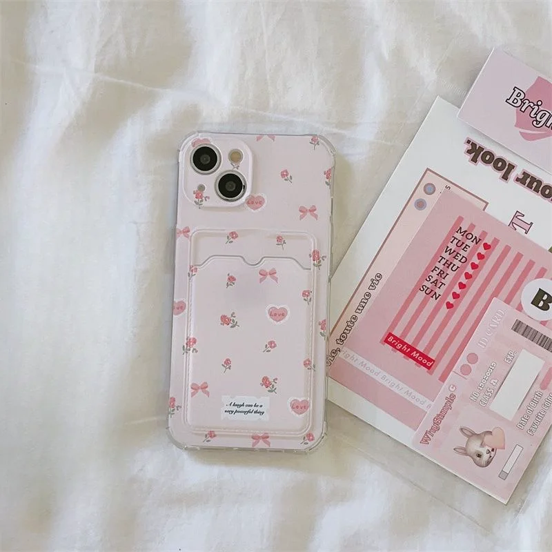 Floral Wallet Phone Case with Card Holder