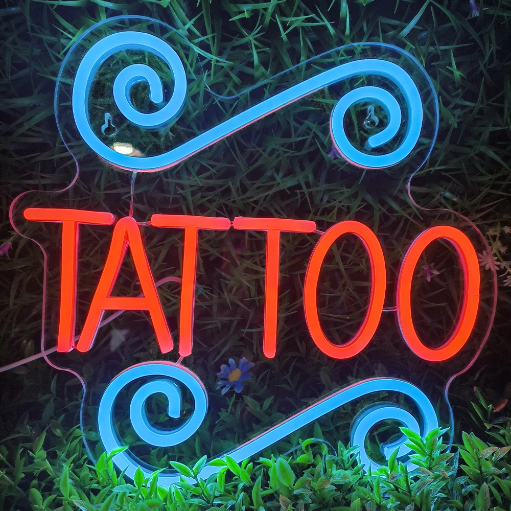 TATTOO Neon Lights Wall Signs for Tattoo Salon Studio Shop LED Neon Sign Fun Wall Art Decor for Business Stores Display Man Cave led neon open sign for business neon lights open sign led wall decor neon led signs adjustable brightness bar salon stores hotel