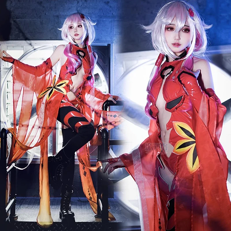 

Anime Guilty Crown Yuzuriha Inori Cosplay Costume Women Fancy Red Sexy Pu Leather Jumpsuit Suit Battle Uniform Halloween Costume