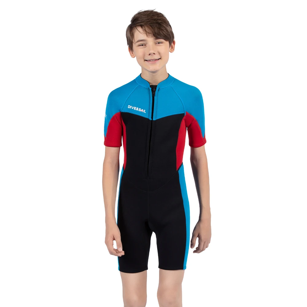 

Wetsuits Kids Youth 2.5mm Neoprene Full Shorty Surfing Suits Boys Front Zip Swimwear for Scuba Diving Wetsuits Freediving 8-16Y