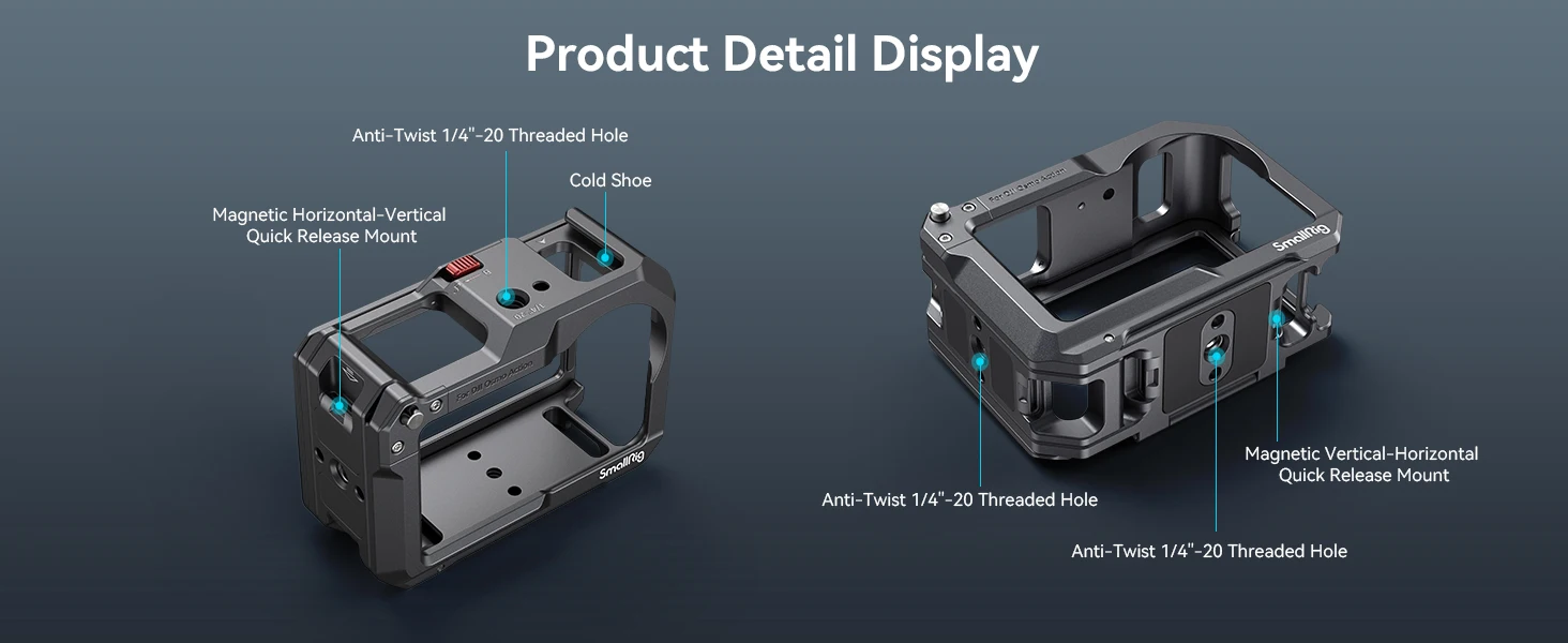 Action 5 Pro Cage for DJI Osmo Action 5 Pro / 3 / 4 Camera Case for DJI Mic Prot