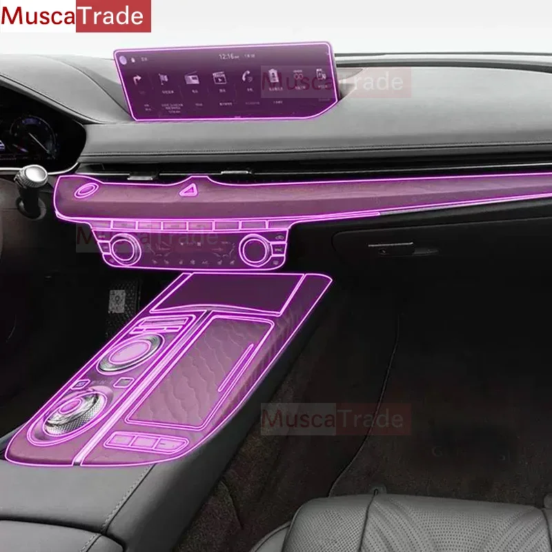 

For Genesis G80 RG3 2020 2021 2022 2023 Car TPU Interior Transparent Protective Navigation Film Car Supplies