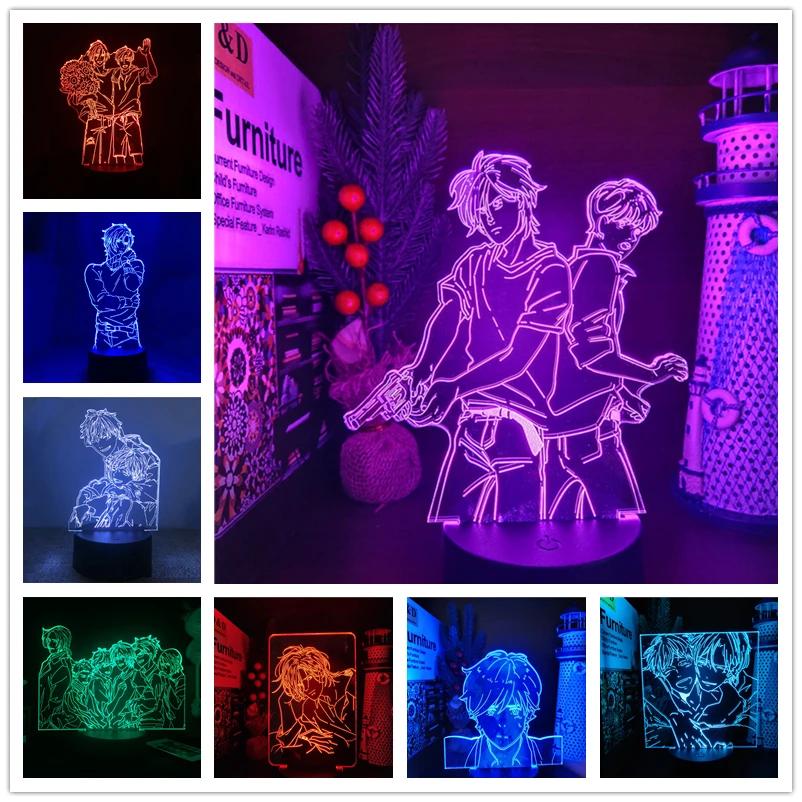 

Banana Fish 3d Lamp Anime Okumura Eiji Ash Lynx LED Night Light For Bedroom Decor Nightlight Colorful Table Lamparas Manga Gifts