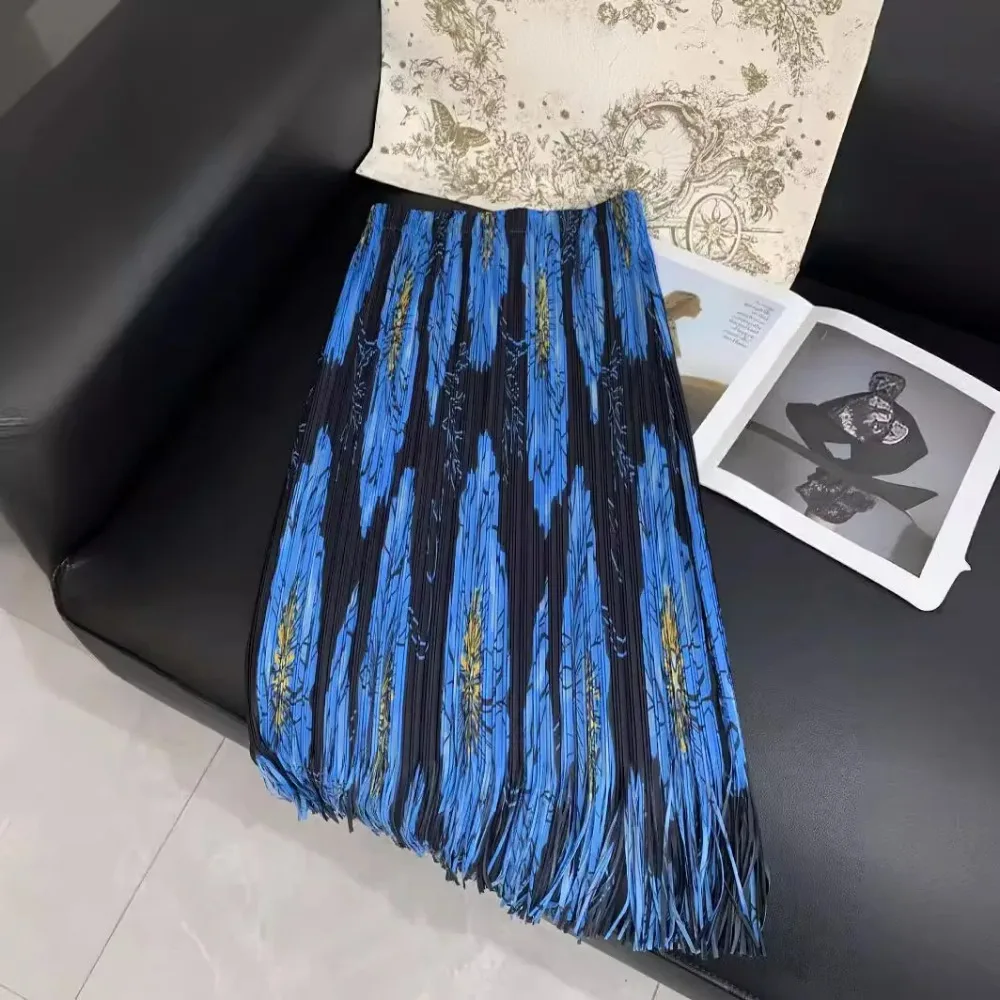 

Miyake Pleated Original Color Collision Elegant Half-body Skirt 2024 Spring and Summer New Printing High-end Versatile Skirt