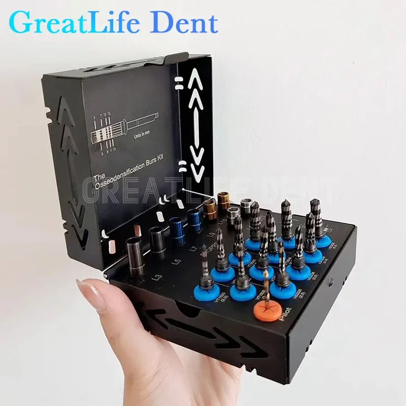 

Greatlife вмятин 21 шт./набор титановый стоматологический оссиоденсификатор Бур сверла стоматологический имплантат черный комплект хирургическая ржавчина