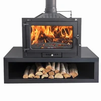 Fireplace Home Living Room Decorating Warming Cast Iron Villa Built-In Wood-Burning Flame Heating Stove 1