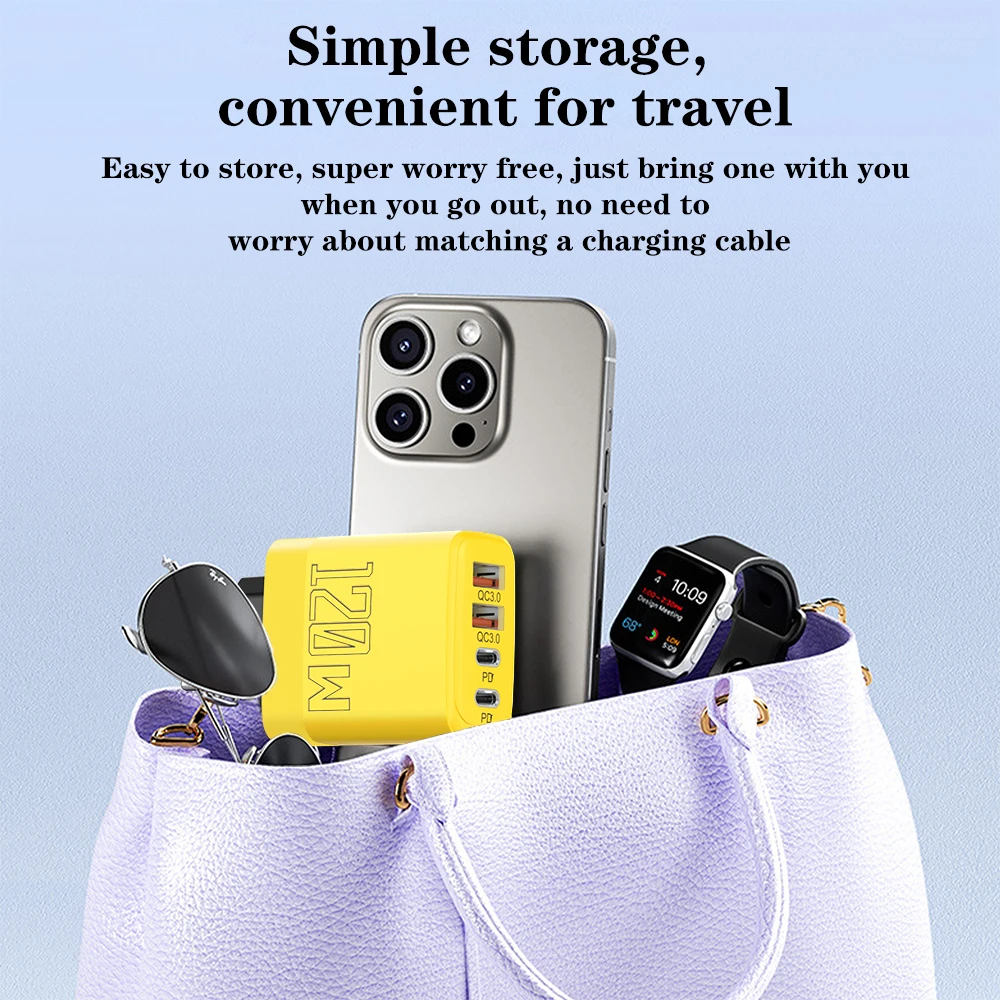 Total 120W USB Charger Fast Charger Mobile Phone PD Type C Charge Adapter For iPhone Samsung Xiaomi Huawei QC 3.0 Wall Charger