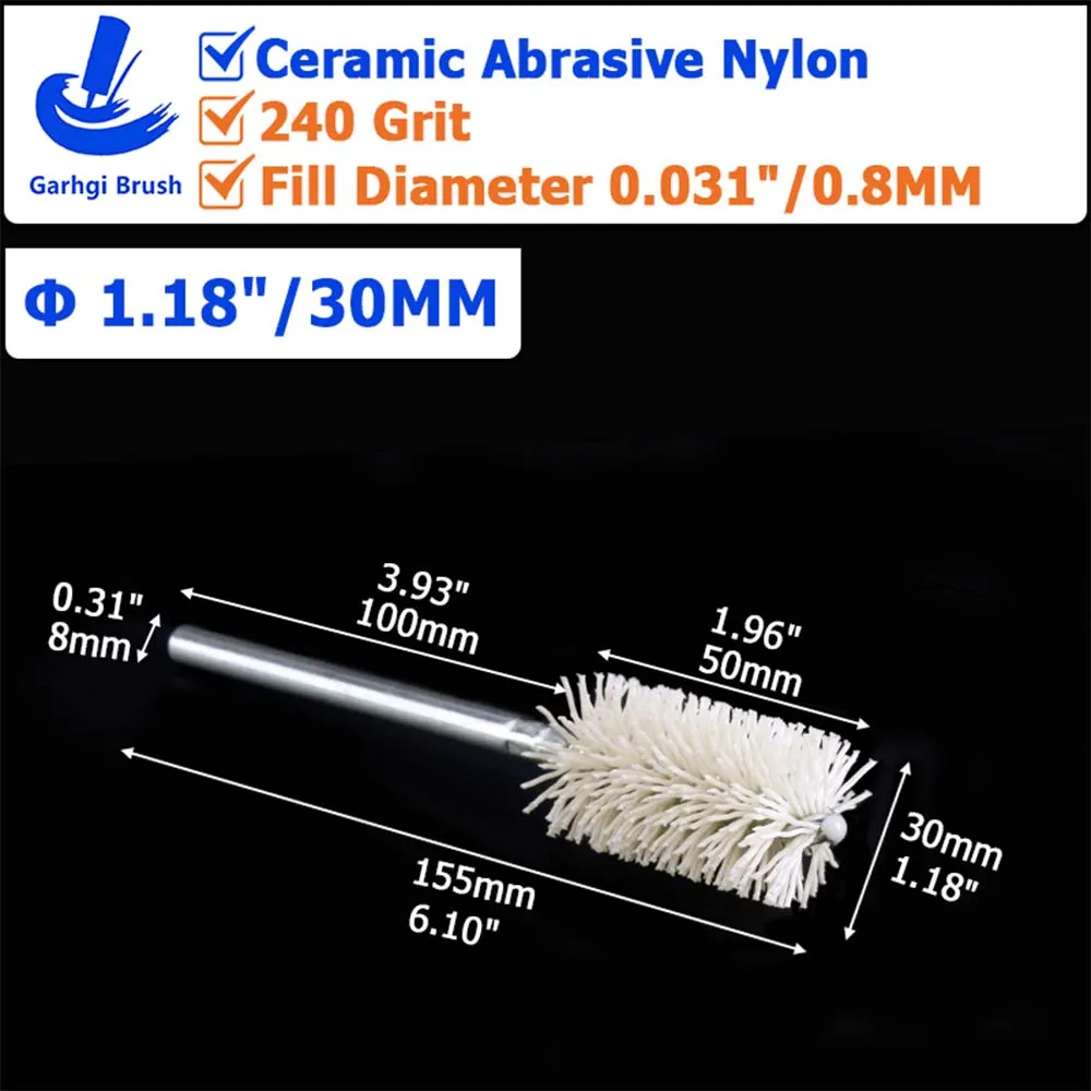 Ceramic Abrasive Nylon Tube Brushes for Surface Prep and Polishing
