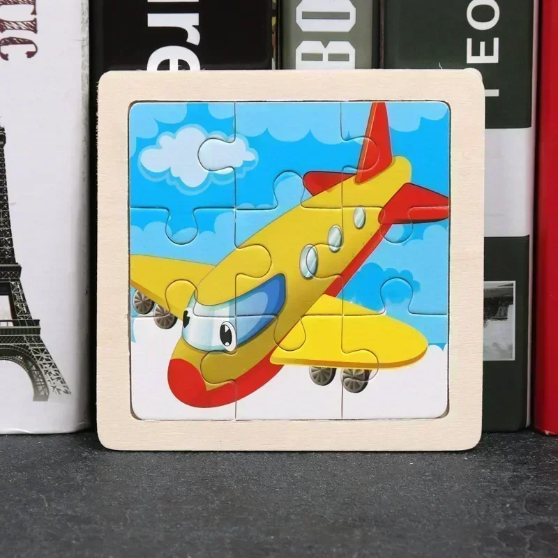 Wooden Jigsaw Puzzles Jigsaw Puzzles Wooden Puzzle Toys Mini Jigsaw Puzzle Educational Puzzles Wooden Mini Puzzle Toys 9-piece Cartoon Animal Traffic Tangram Educational Learning Jigsaw Montessori Toy for Children Gifts