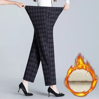 plus Size  Women Trousers Elastic Waist Casual Pants Winter Velvet Warm Long Pants Middle Female Straight Pants Oversized 8XL