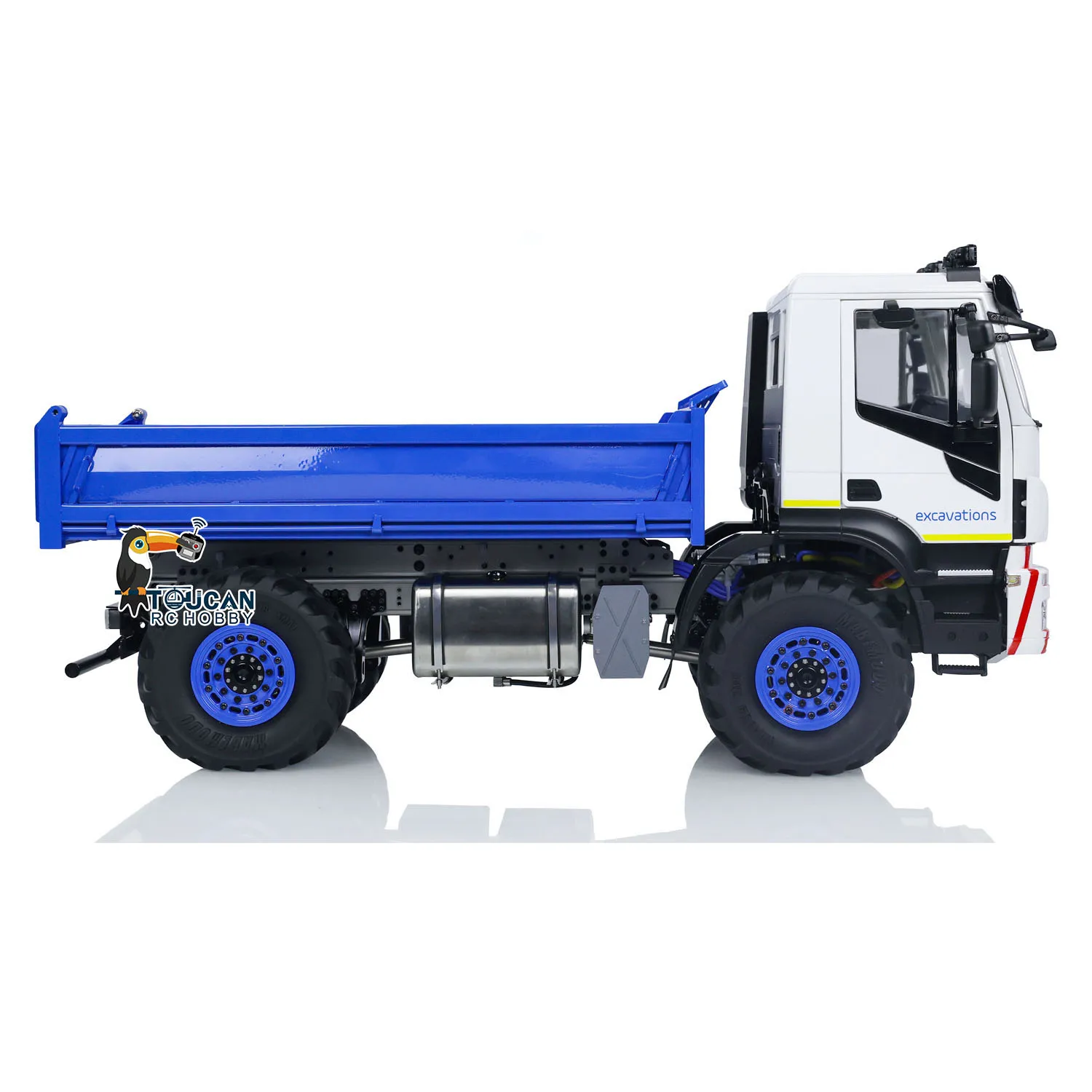 RC Hydraulic 1/14 Metal Dumper Truck 4x4 Remote Control Dump Car Tipper Assembled Painted Model with Sounds Spotlight THZH1820 4