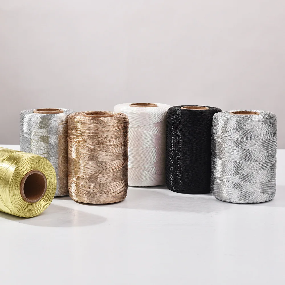 Lustrous Metallic Gold & Silver Macrame Thread - 1mm x 450m for DIY Crafting and Braiding