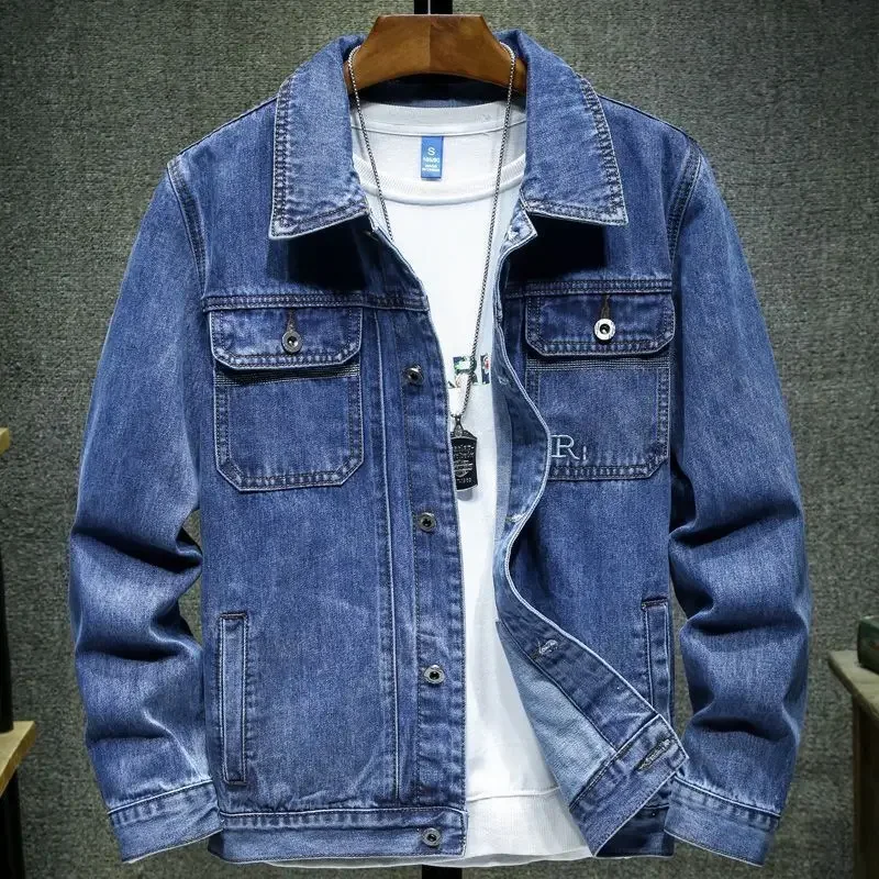 

Denim Jackets Man Cargo Autumn Jeans Coat for Men Wide Shoulders Original G Winter 2023 Free Shipping Low Cost Washed Y2k Price