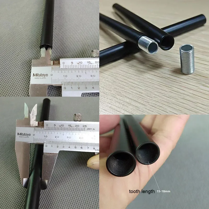 2PCS/lot M10*1 Inner Screw Tube Hollow Straight Rod Light Metal Accessory Connecting Tooth Tube led lamp accessories