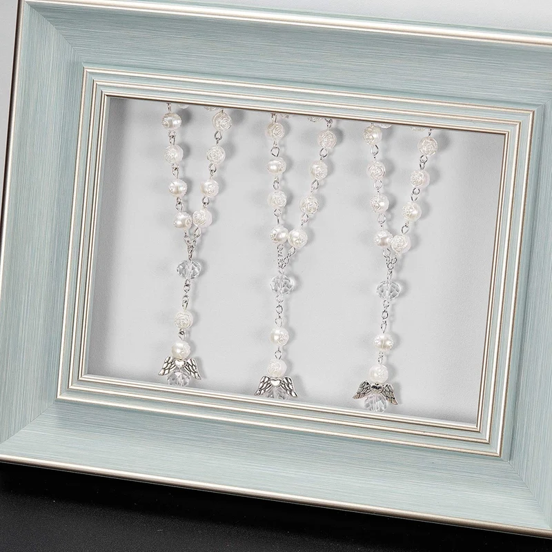 Prayer Beads 30 Pcs Baptism Acrylic Rosary Beads Mini Rosaries Angel Organza Bags For First Communion Party Favors