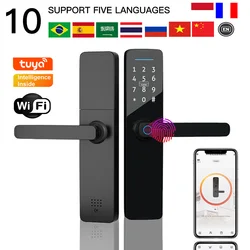 PHIPULO Tuya Wifi Digital Electronic Smart Door Lock With Biometric Fingerprint Smart Card Password Key Unlock