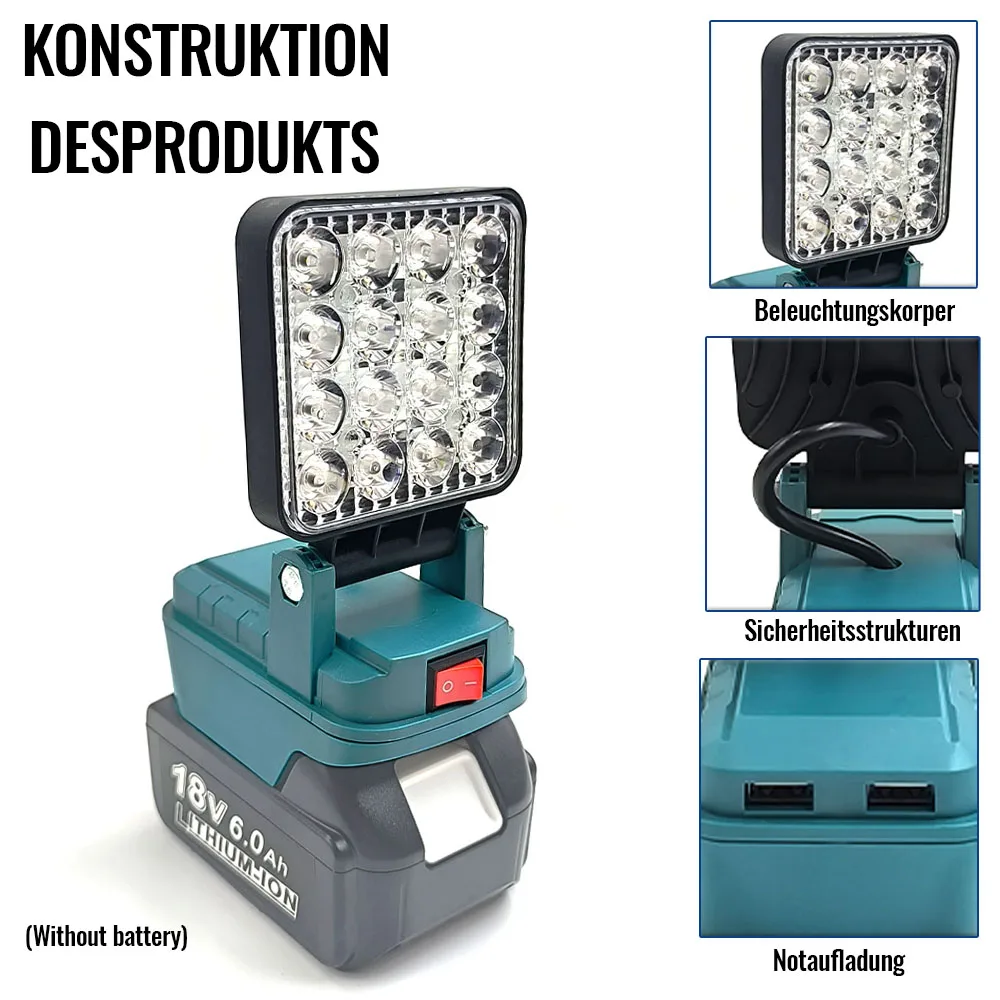 마키타 14.4V-18V 리튬 이온 배터리 랜턴 야외 손전등 무선 LED 작업등 캠핑 램프 비상 조명