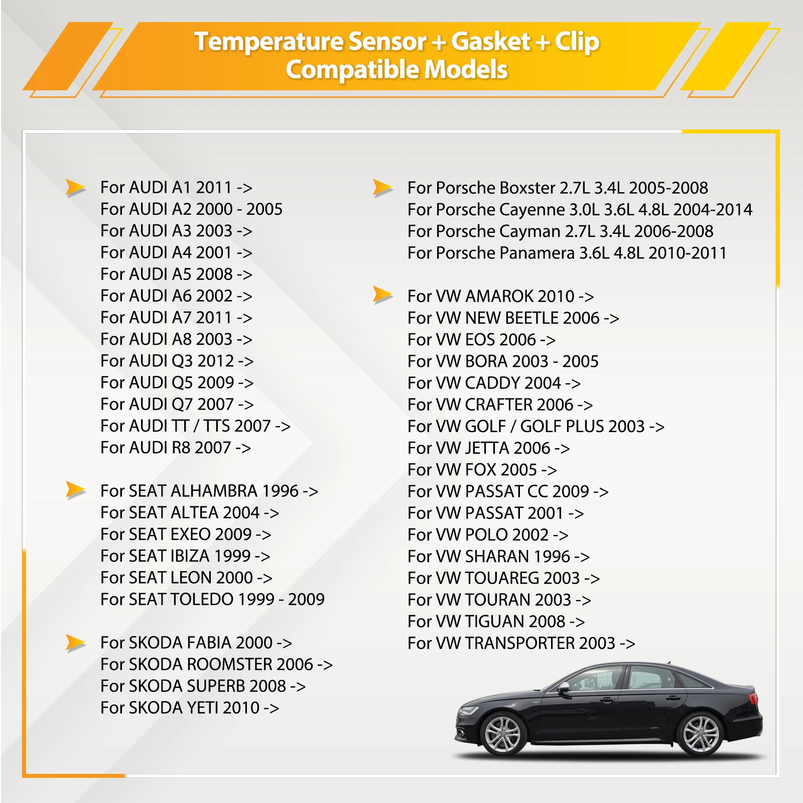 Coolant Temperature Sensor For Skoda Audi A1 A3 A4 A5 A6 A7 A8 Q3 Q5 Q7 TT R8 VW Jetta Golf Passat Seat 06A919501A 06A 919 501A