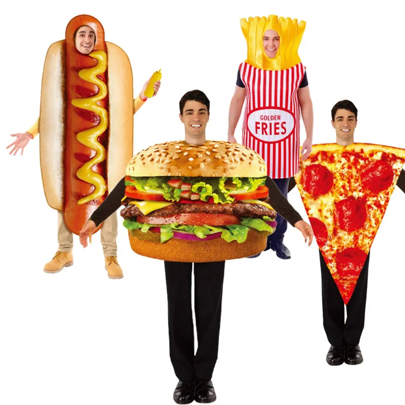 

Unisex food hamburger costume tunic sponge suit adult men women funny Purim Halloween party fancy dress cosplay