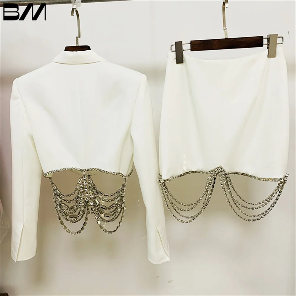 Luxurious Beaded Jacket Short Dress, Glamorous 2 Piece Office Wear, Elegant Party Dress, 2024