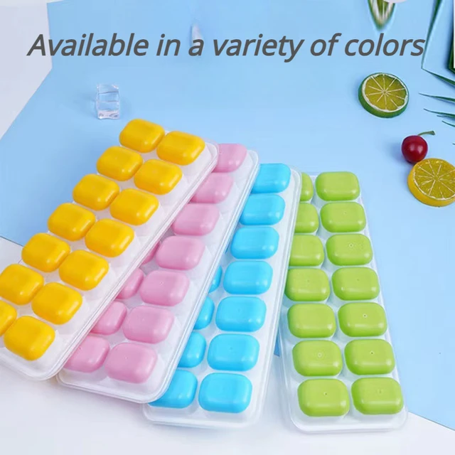 New Ice Cube Release Silicone Cube Trays Spill Resistant Removable Lid  Stackable Soft Bottom Silicone Ice Lattice Mold - AliExpress