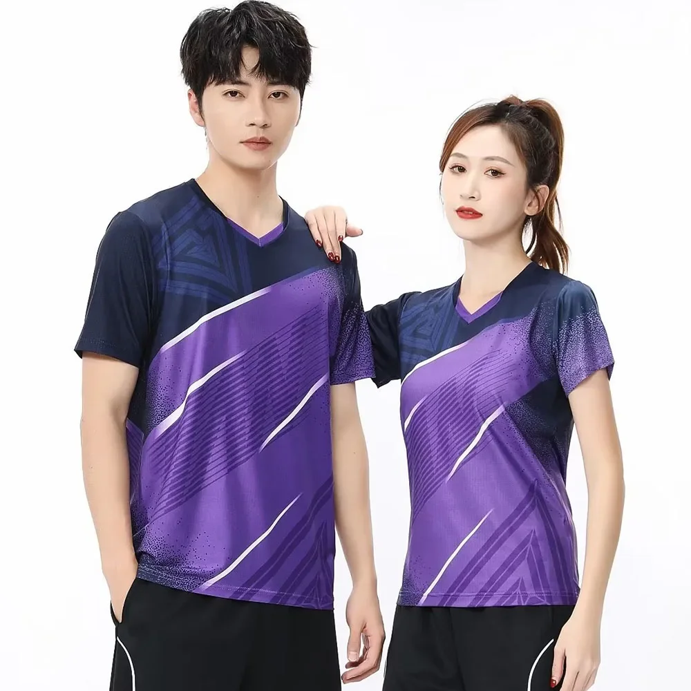 Men Women Kids Tennis Ping Pong T-shirt Short Sleeve Sports Tops Quick Dry Couple Family Summer Badminton Volleyball Jersey