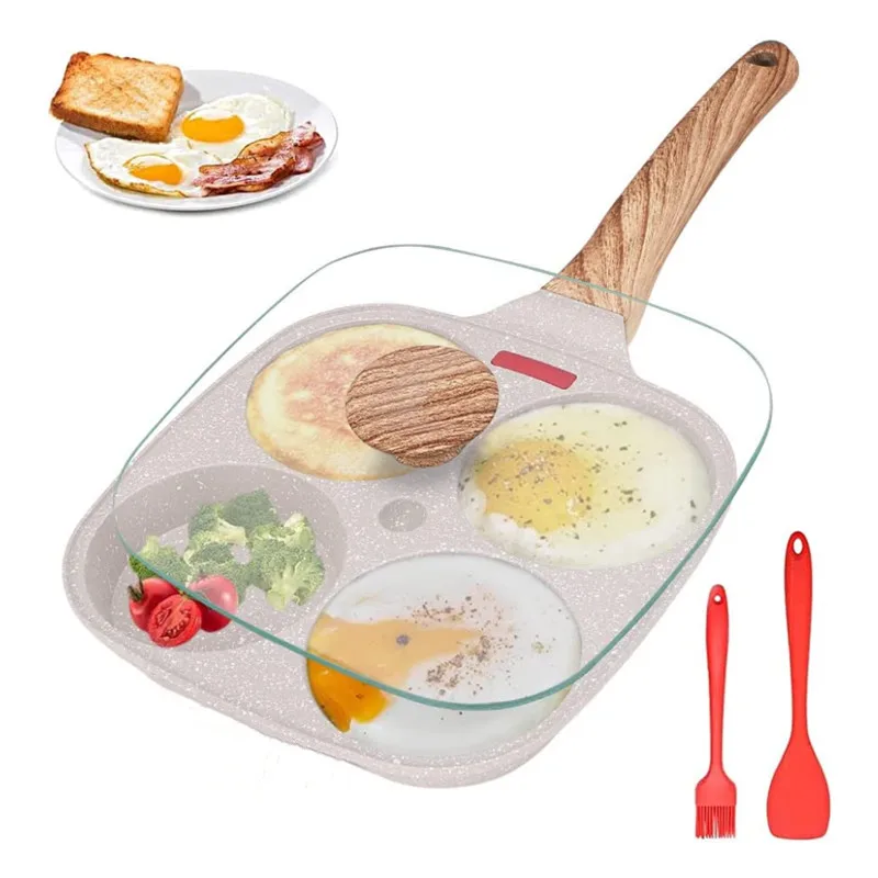 GIANXI Non Stick Frying Pan 4 Hole Breakfast Burger Egg Pancake Maker  Medical Stone Omelet Pan Kitchen Cooking Utensils