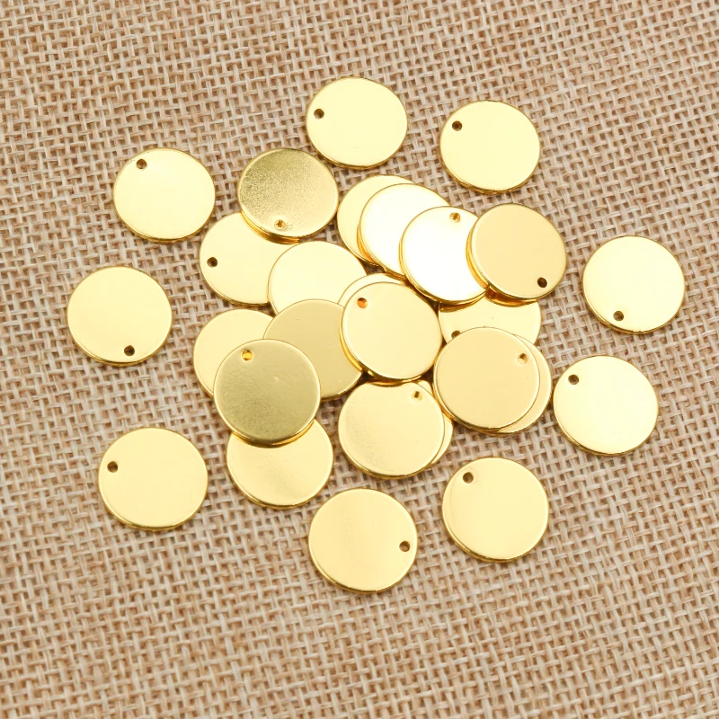 Gold Plated Stainless Steel Round Charm Pendant