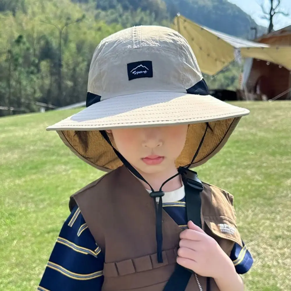 Big Brim Shawl Children's Summer Hat Sun Protection Neck Ear Cover Kids Sunscreen Hat Anti UV Breathable Kids Beach Caps