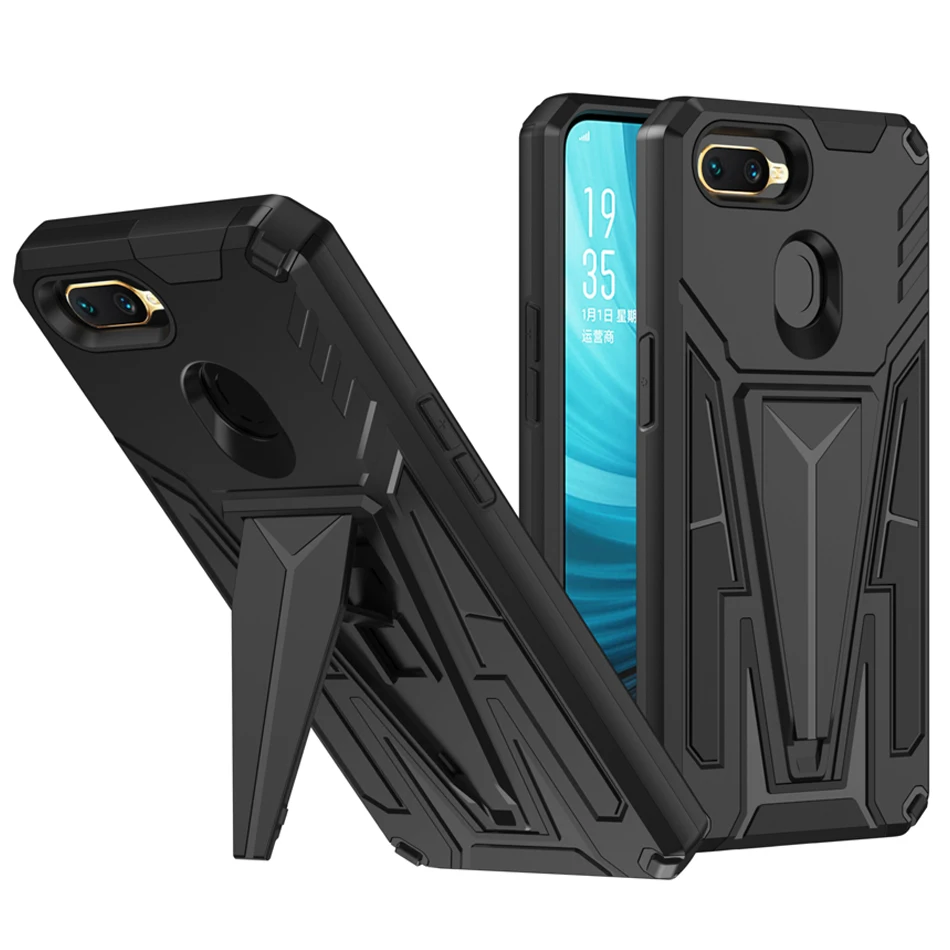 Shockproof Phone Case For OPPO A3S A5 A12E A5S A7 A12 Car Bracket Protective Cover For OPPO A5 A9 2020 A15 A15S A35 Realme 2