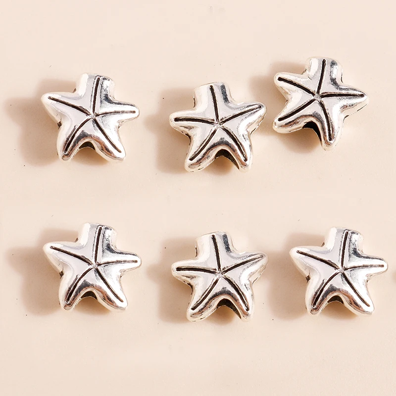 Leslie 50 Stück 9*9mm Mini-Seestern-Anhänger Perlen für Schmuckherstellung DIY Ohrringe Halsketten Armband Großhandel