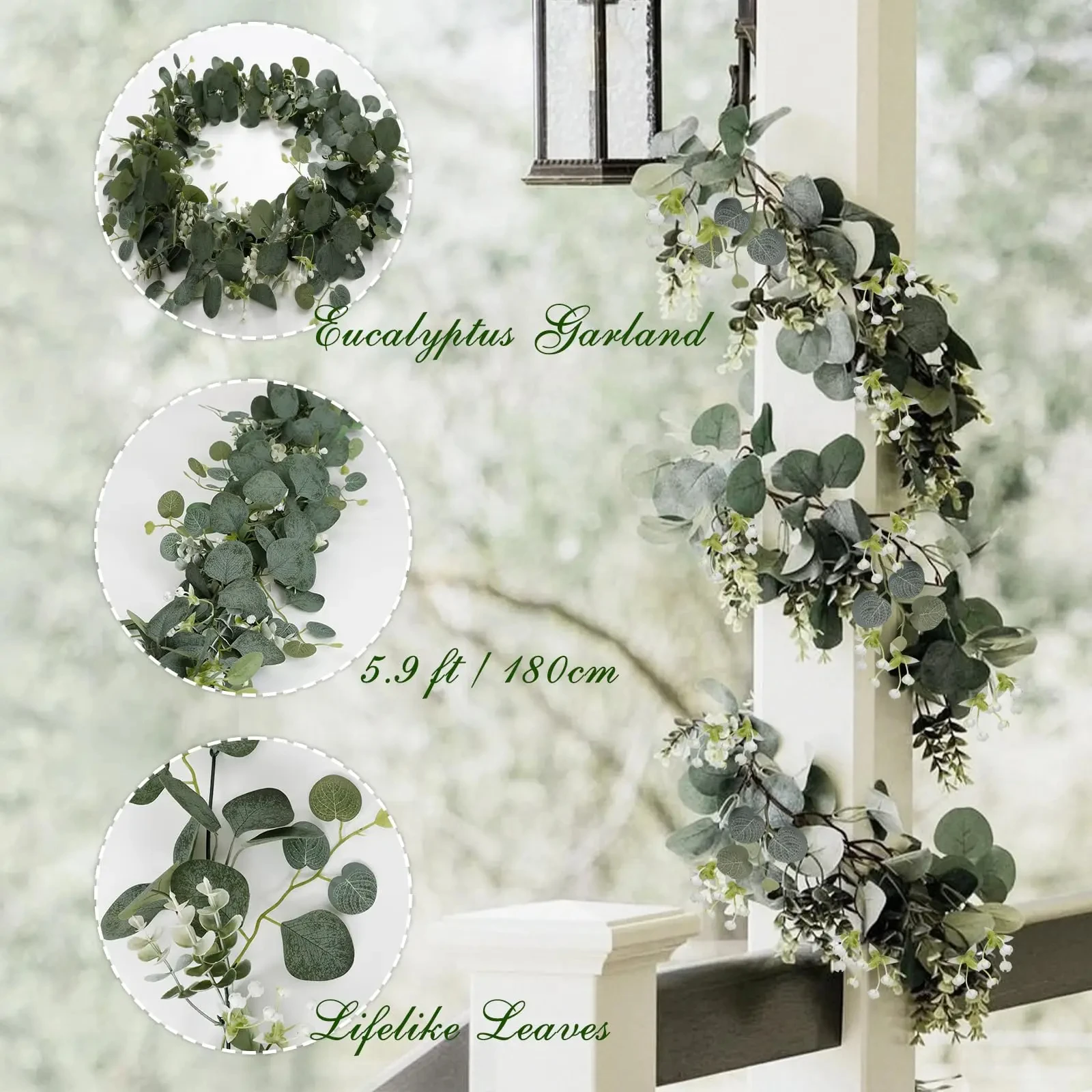 Artificial Eucalyptus White Flower Garland 3
