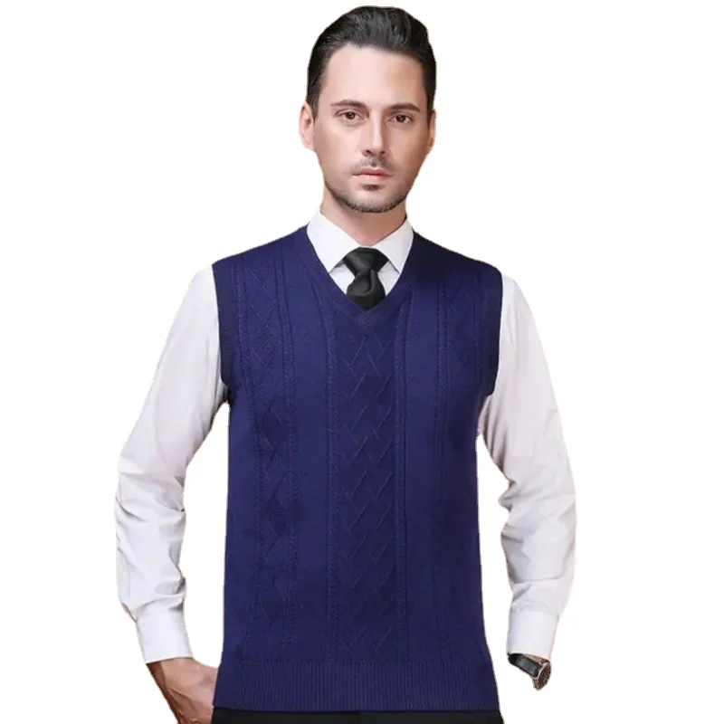 

Fashion New Men's Sweaters Autumn Winter Casual Wool Sweater Sleeveless Jacket Vest V Neck Warm Fashion Knit Mens Clothing