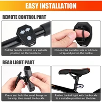 Enquêter arrière de vélo avec clignotant, aste par USB, télécommande sans fil, lumière iodée de sécurité à 5 modes pour vélo de route et VTT 5