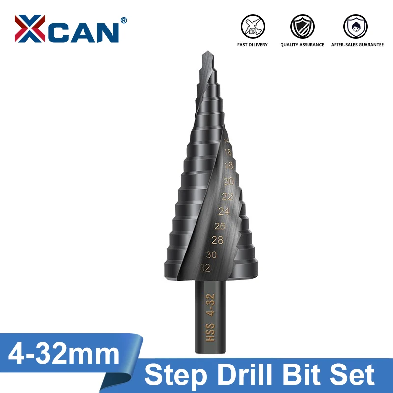 XCAN Step Drill Bit Metal Drill 4-32mm HSS Cobalt Step Cone Drill Bit Wood/Metal Hole Cutter Drilling Tool