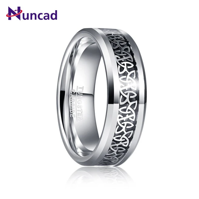 NINCAD 8mm Hartmetall Stahl Ring Silber Farbe Carbon Faser Celtic Knoten  Engagement Ringe für Männer Schmuck Geschenk Großhandel - AliExpress