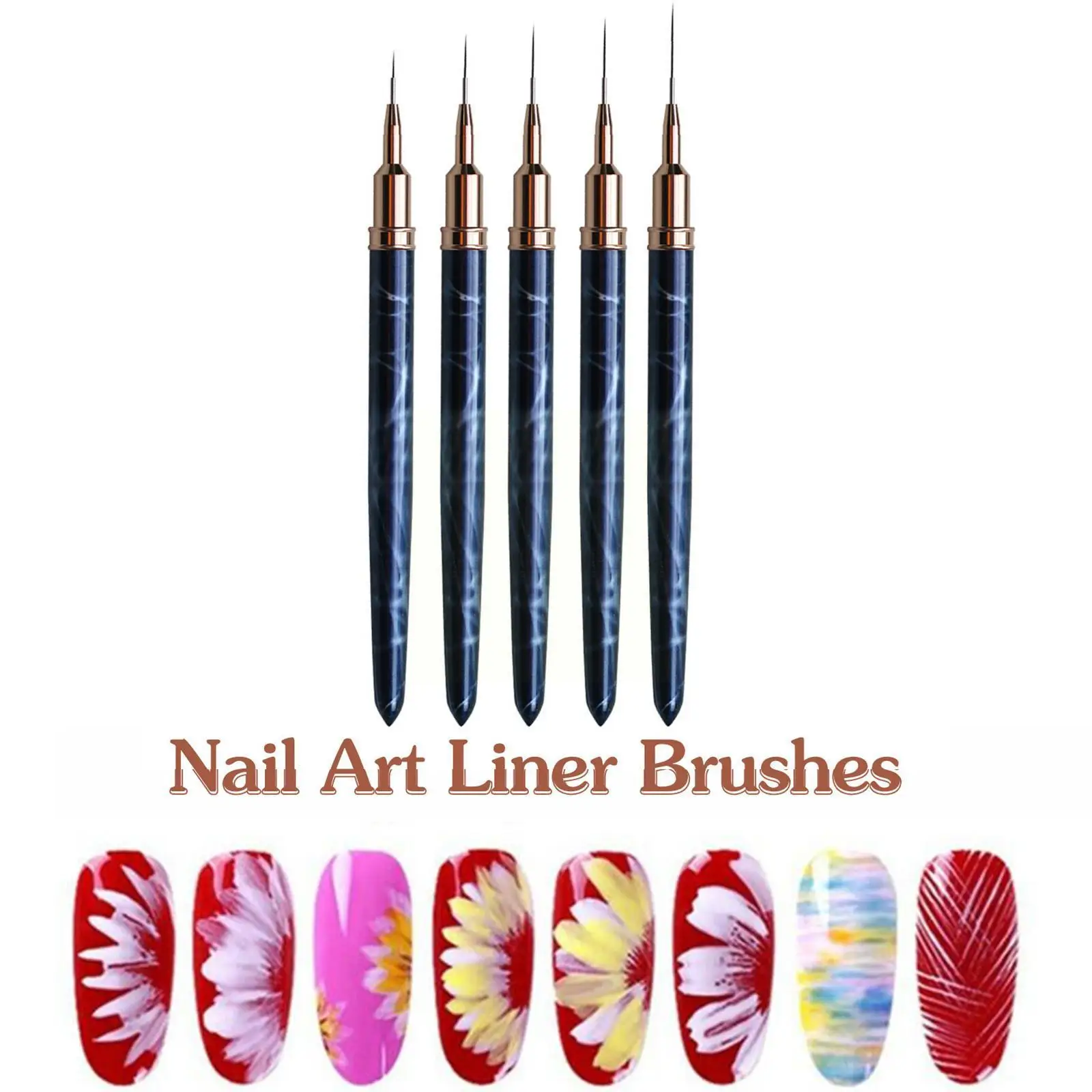 Nail Art Liner Brushes 7mm 9mm 11mm 15mm 25mm Painting Pen 3D DIY