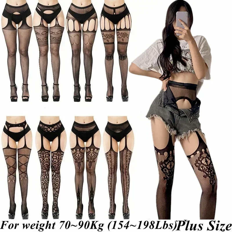 Elastic Large Plus Big Size Black Stockings Garter Women Fishnet Pantyhose Over Knee Thigh High Sexy White Tights XXXXL thigh high socks fishnet stockings thigh high stockings