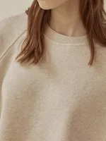 Women's Autumn Winter 100% Cotton Sweatshirt Loose Short Lantern Sleeve Spliced Pure Cotton French Casual Pullover Tops - Image 4