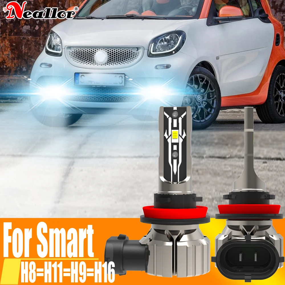 

Светодиодные противотуманные фары H11 H8 2 шт., фары Canbus H16 H9, Автомобильная Лампа 6000 К, белый диод, ходовая лампа 12 В 55 Вт для Smart Fortwo 451
