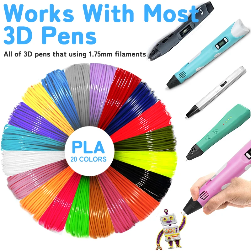 3D Pen PLA Filament 1.75MM Diameter 9M/36M/50M/100M/200M Colorless Odorless and Safe 3D Printing Material for Pen 3d printing pen filament